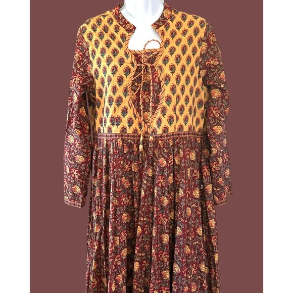 Indian Summer 21 by Gulab Chand Brown Yellow Festival Maxi Dress Large - Picture 3 of 7